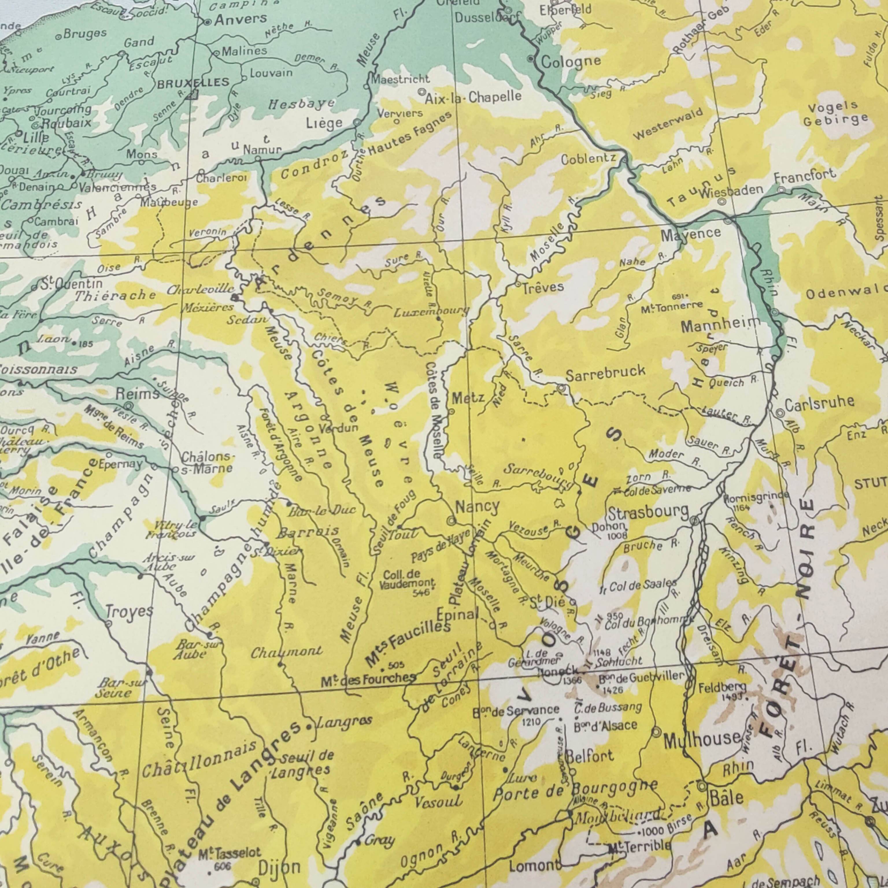 Old map of France from 1950 43x43cm