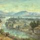 Ancient painting , Swiss landscape, signed and dated 1894