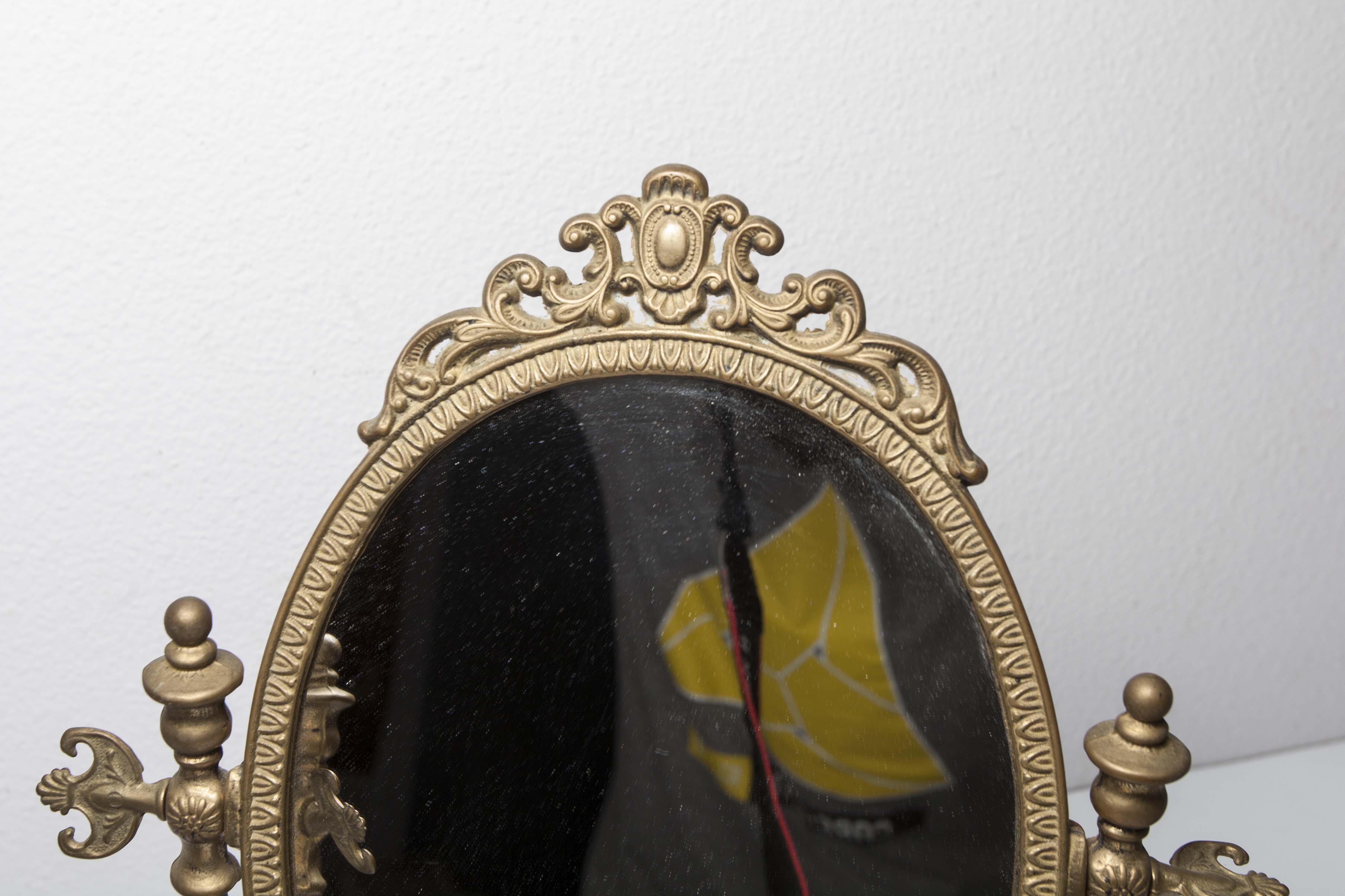 Pair of brass table mirror  28x39cm