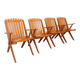 Set of 4 vintage garden chairs made of beech wood from the 1960s.