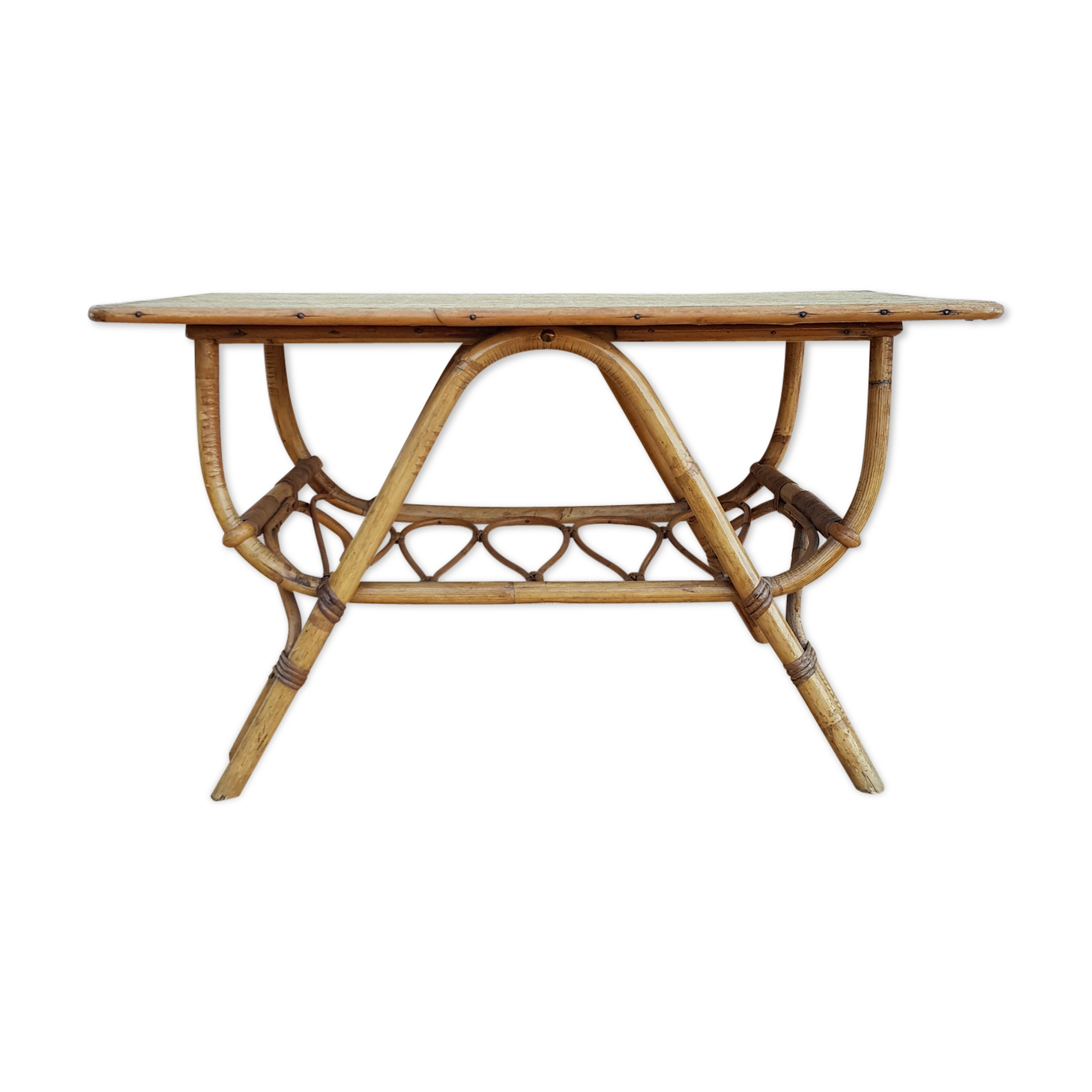Coffee table rattan wicker years 50-60 vintage