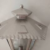 Demi applique murale en métal gris et 3 vitres