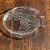 Large fish plate transparent glass Arcoroc vintage L38.5