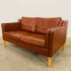 Vintage danish mid century stouby dark cognac leather 2 seater sofa