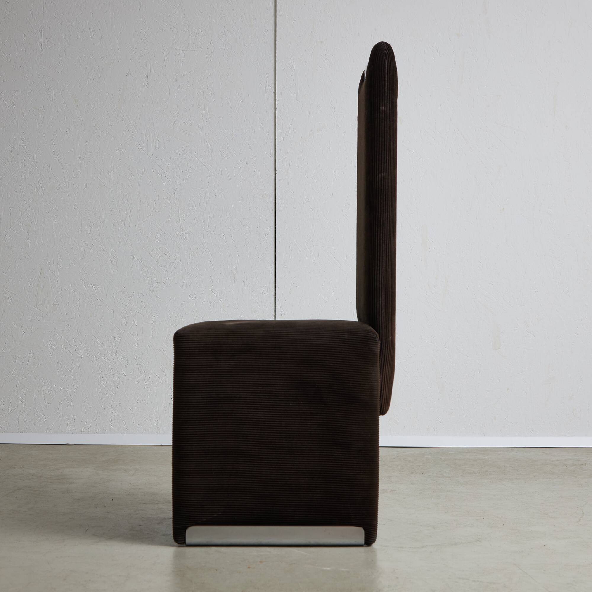 Italian Corduroy Chairs with Chrome Details by Luigi Saccardo, 1970s