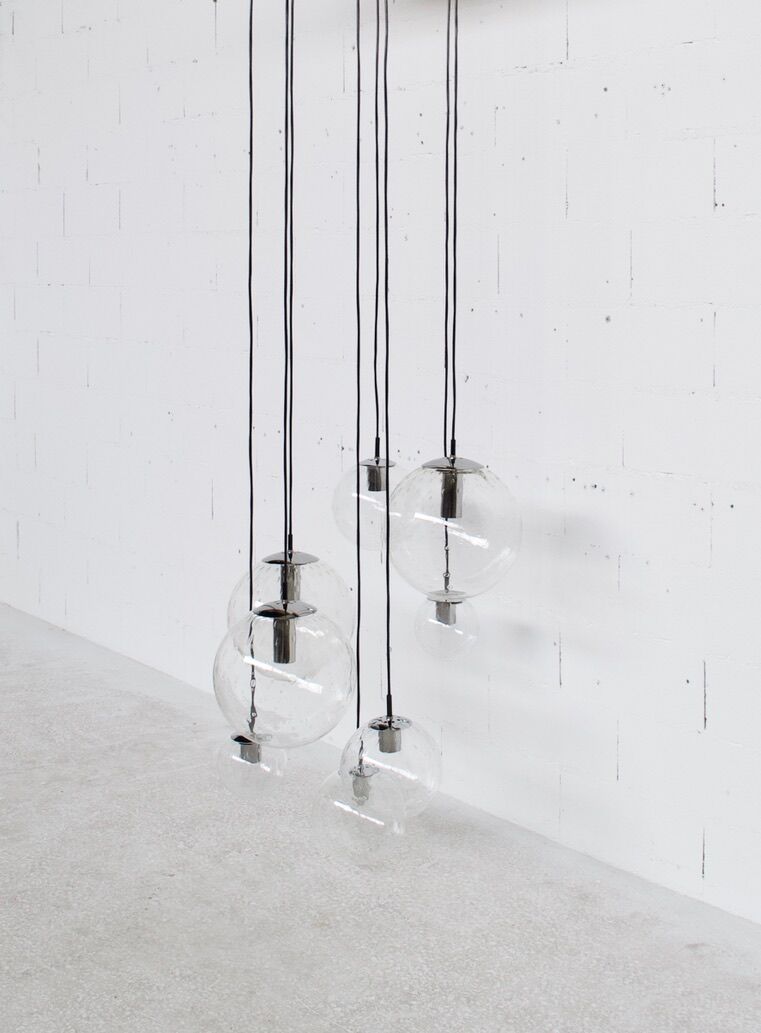 Chromium waterfall chandelier chromed by Raak holland 70