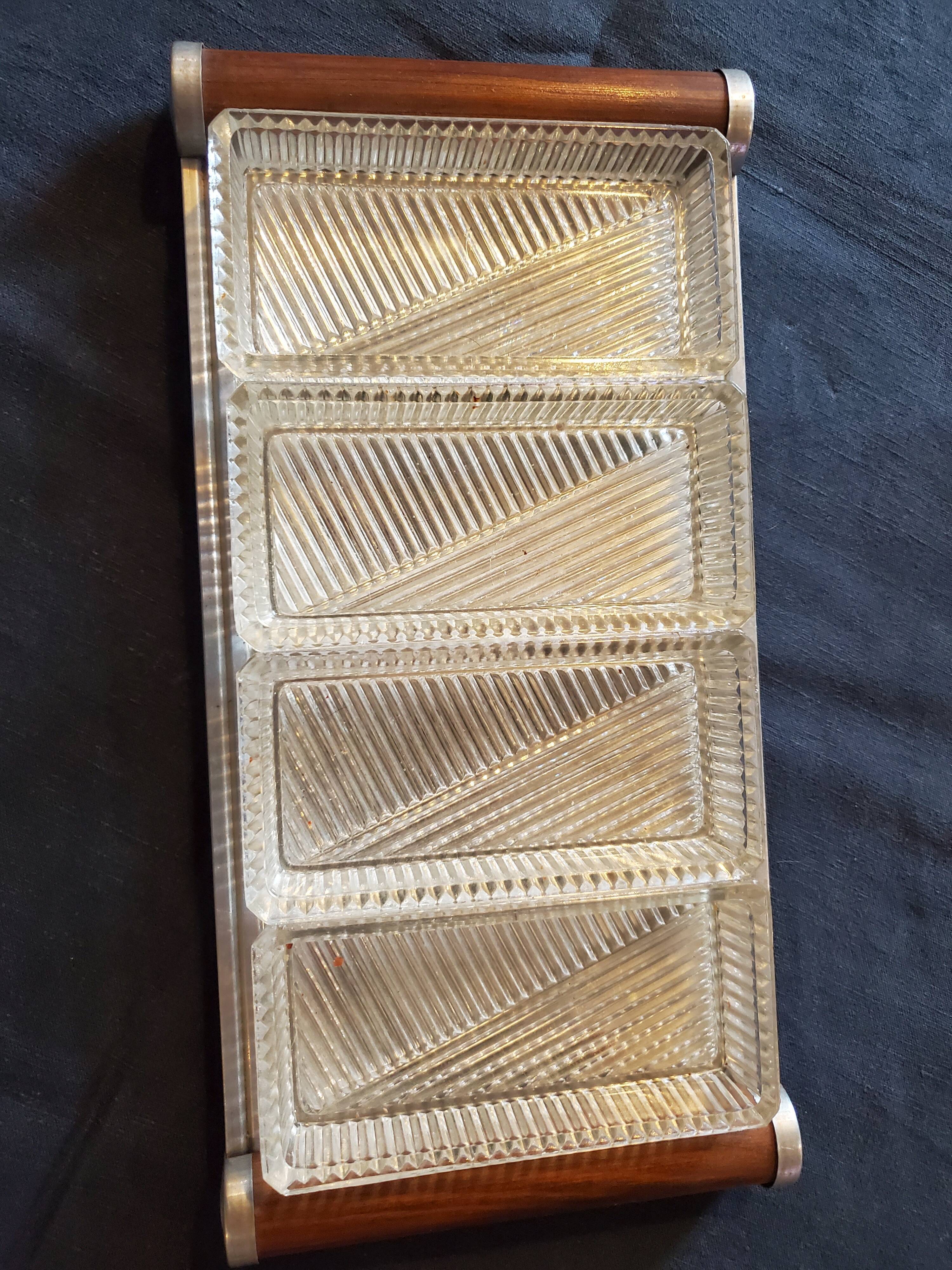 Mirror tray and ramekins 50s