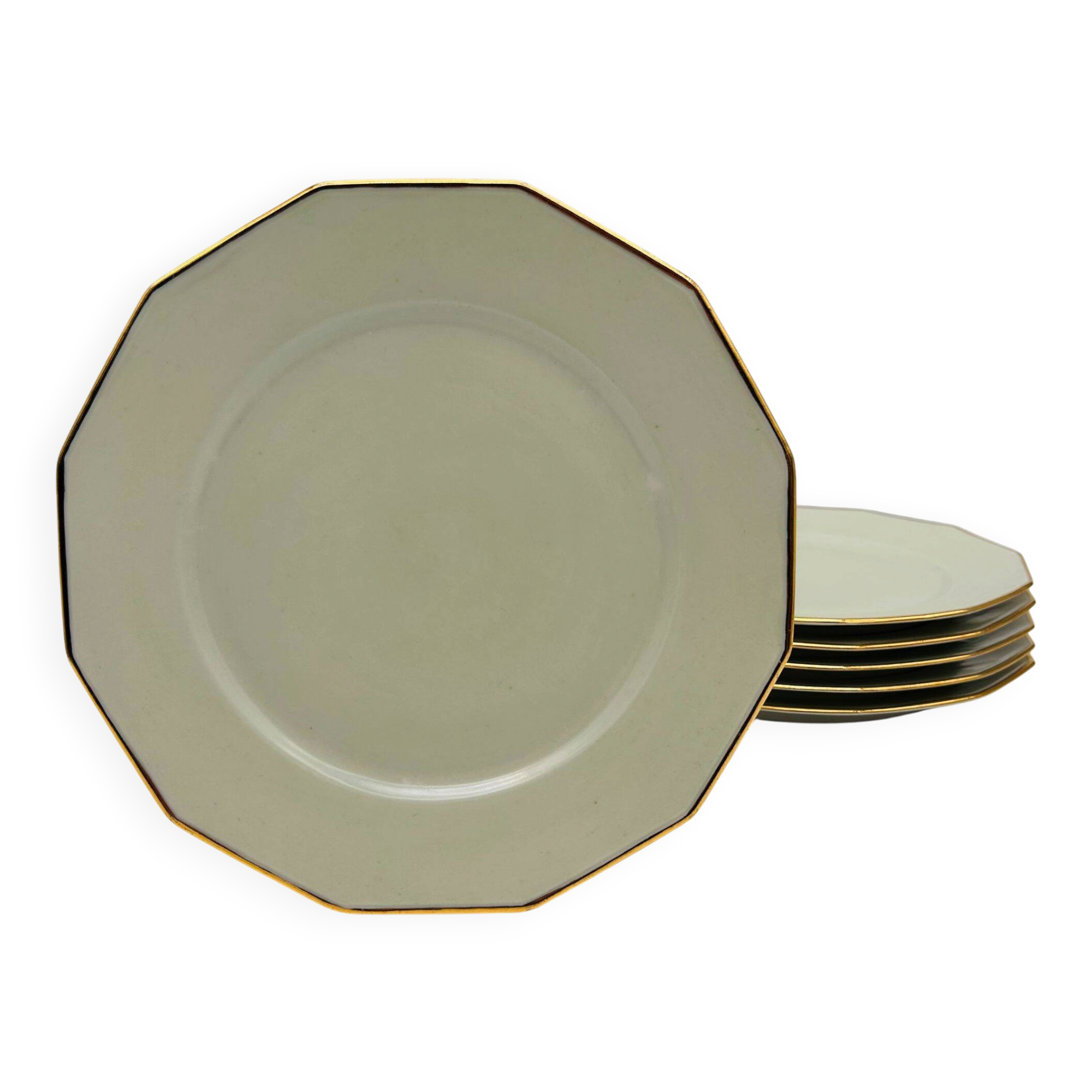 Limoges - M. Mandavy. 6 octagonal flat plates.