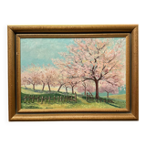 Oil on canvas trees in bloom 20th century by J. Vuillet 1987