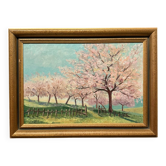 Oil on canvas trees in bloom 20th century by J. Vuillet 1987