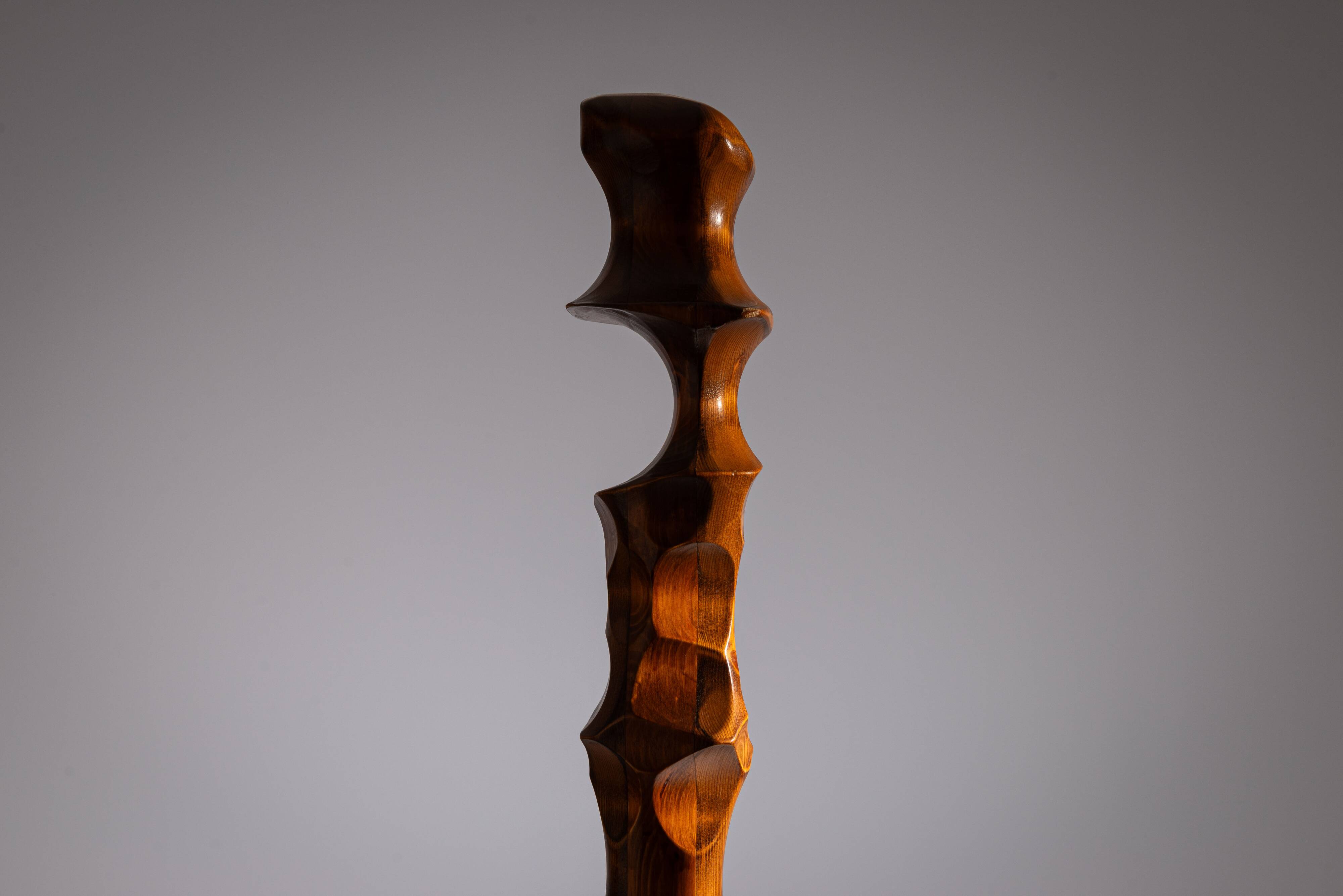 Minimalist abstract handcarved wooden sculpture