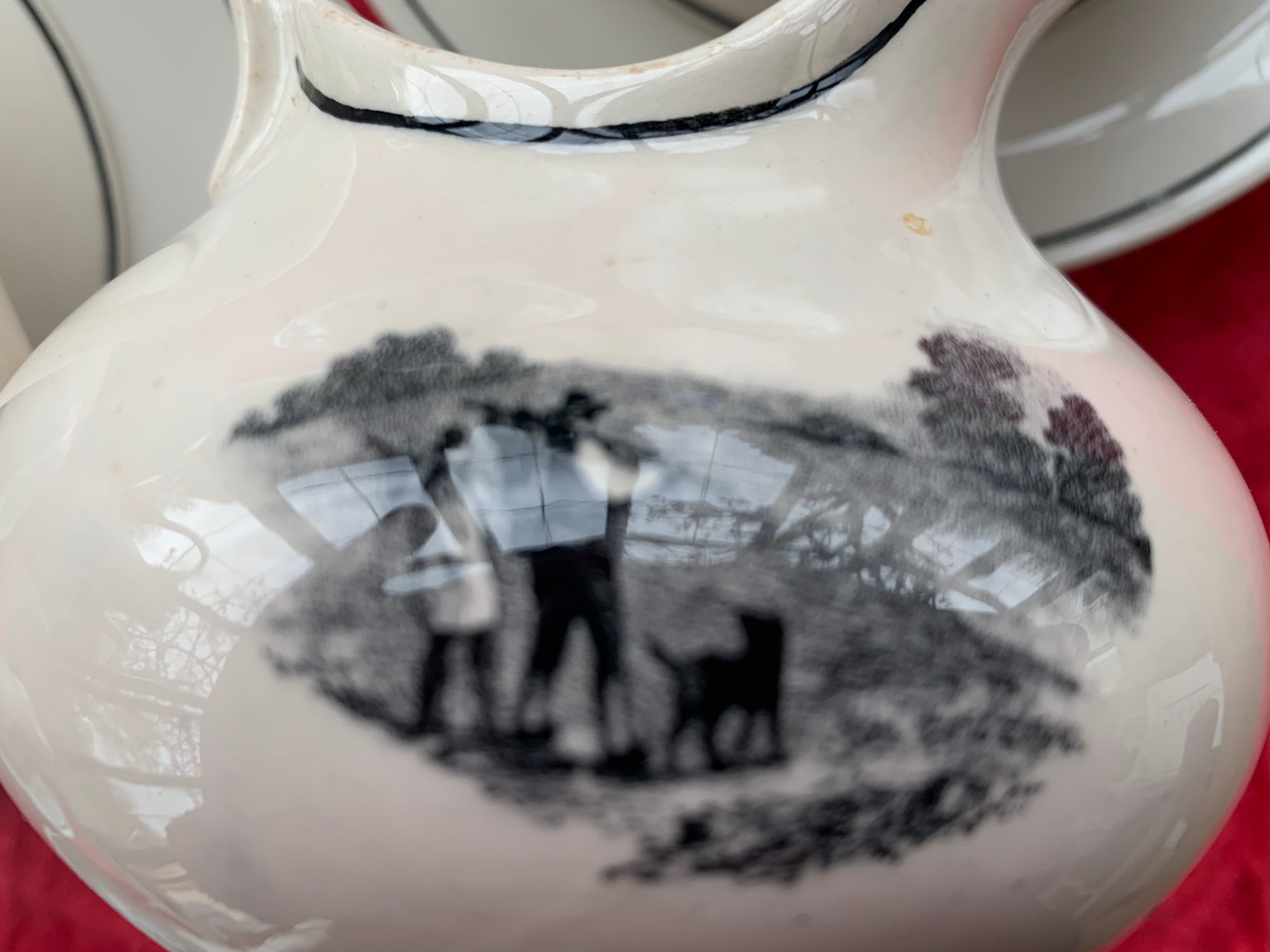 Coffee service keraluX boch Freres Belgium peasant scenes art deco