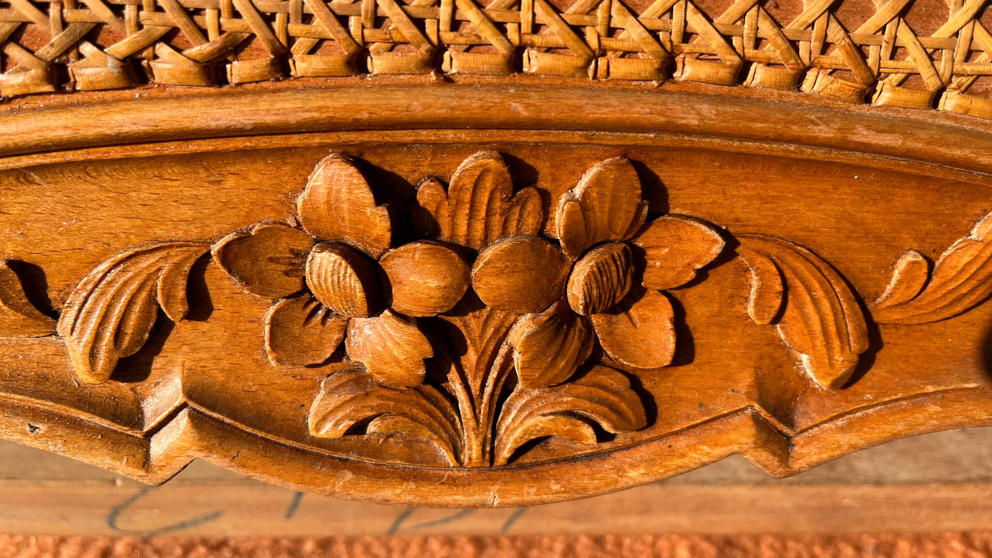 Double cherry wood headboard Louis XV style