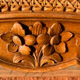 Double cherry wood headboard Louis XV style