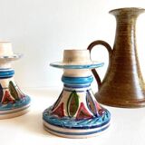 3 vintage ceramic craft candle holders
