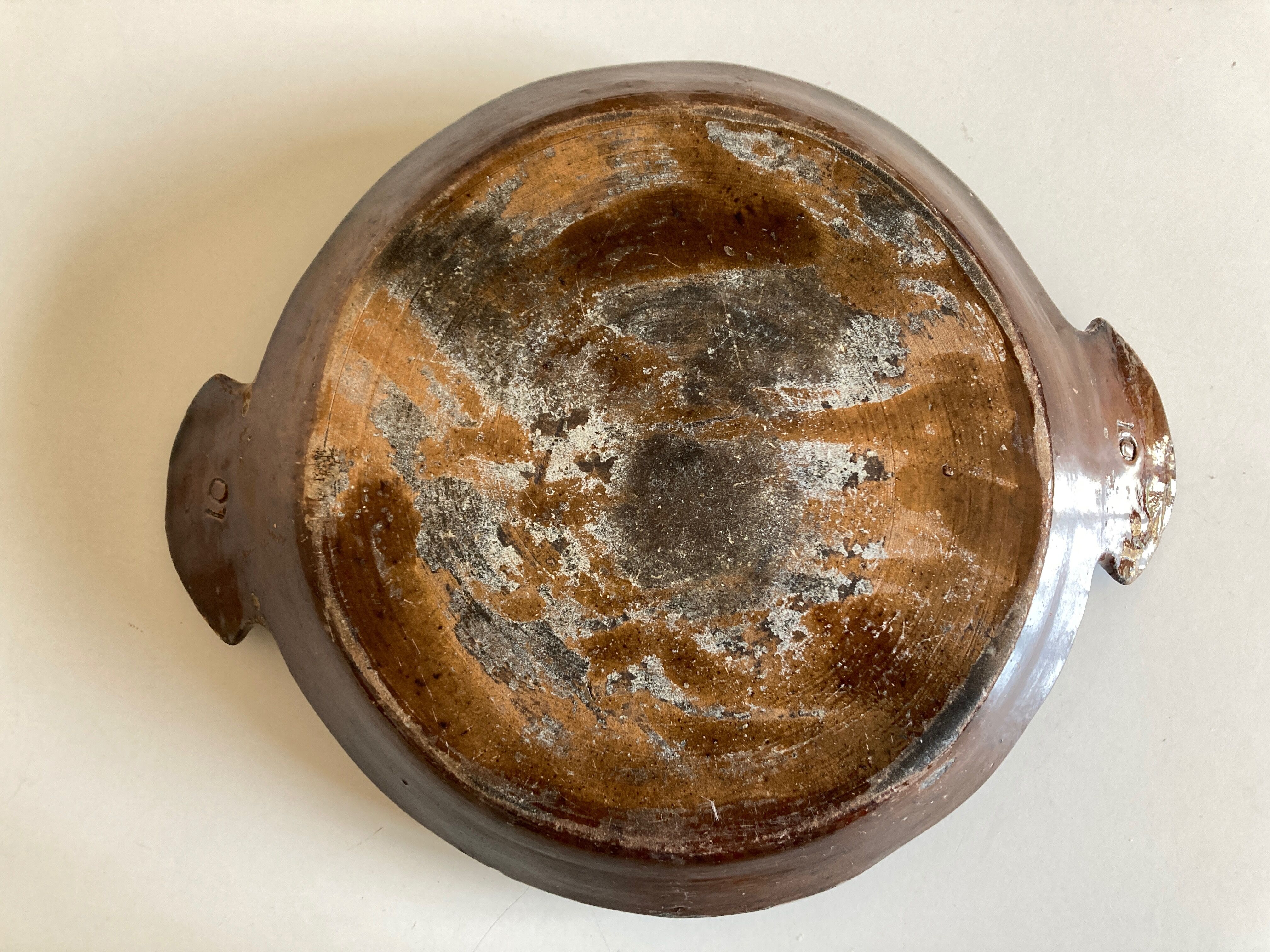 Country dish in glazed terracotta folk art early 20th