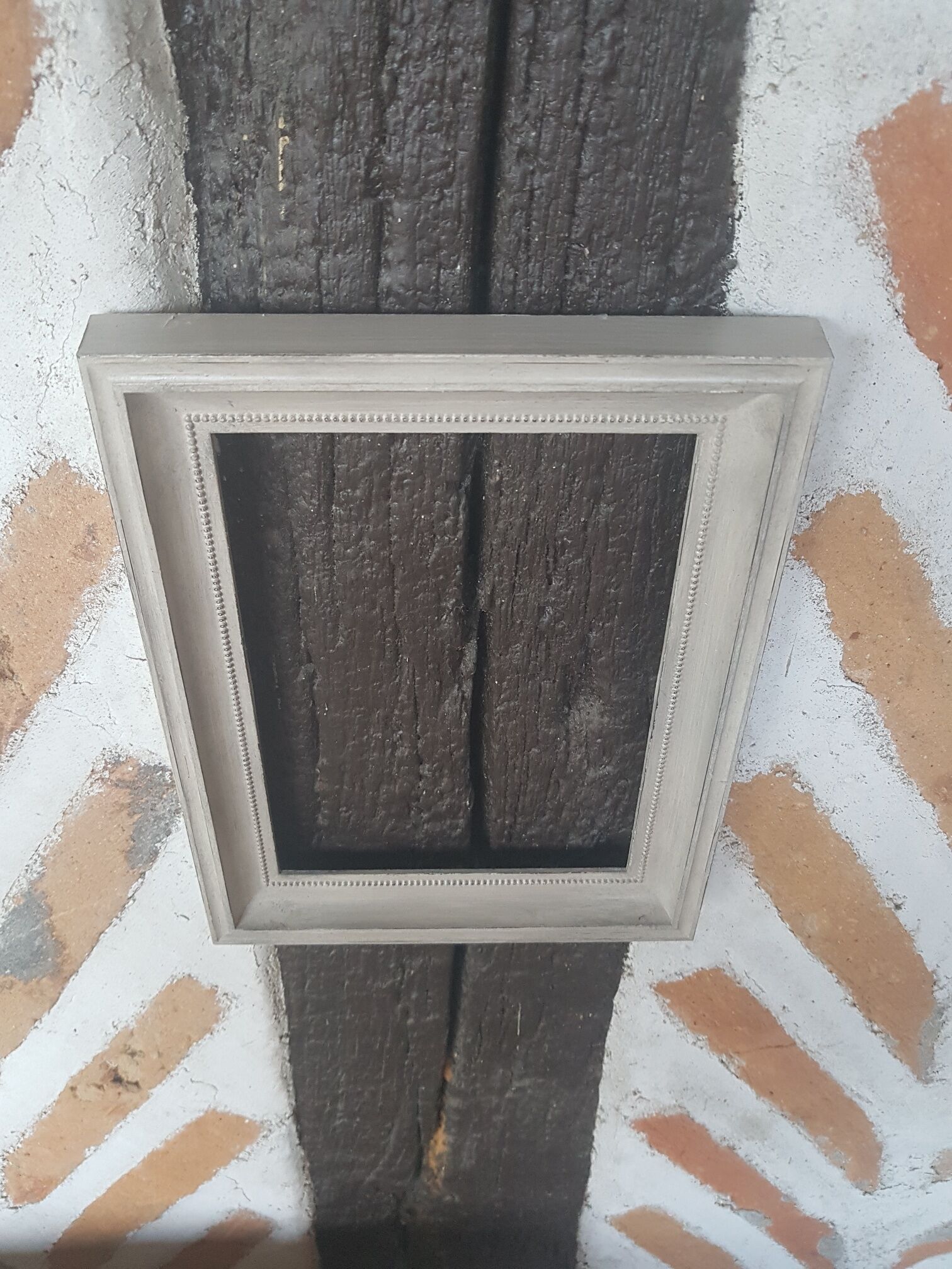 Rectangular frame patinated gray linen