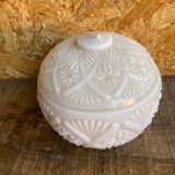 Vintage White Opaline Ball Box #C894