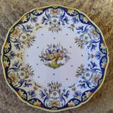 Decorative plate in Desvres earthenware signature René Delarue