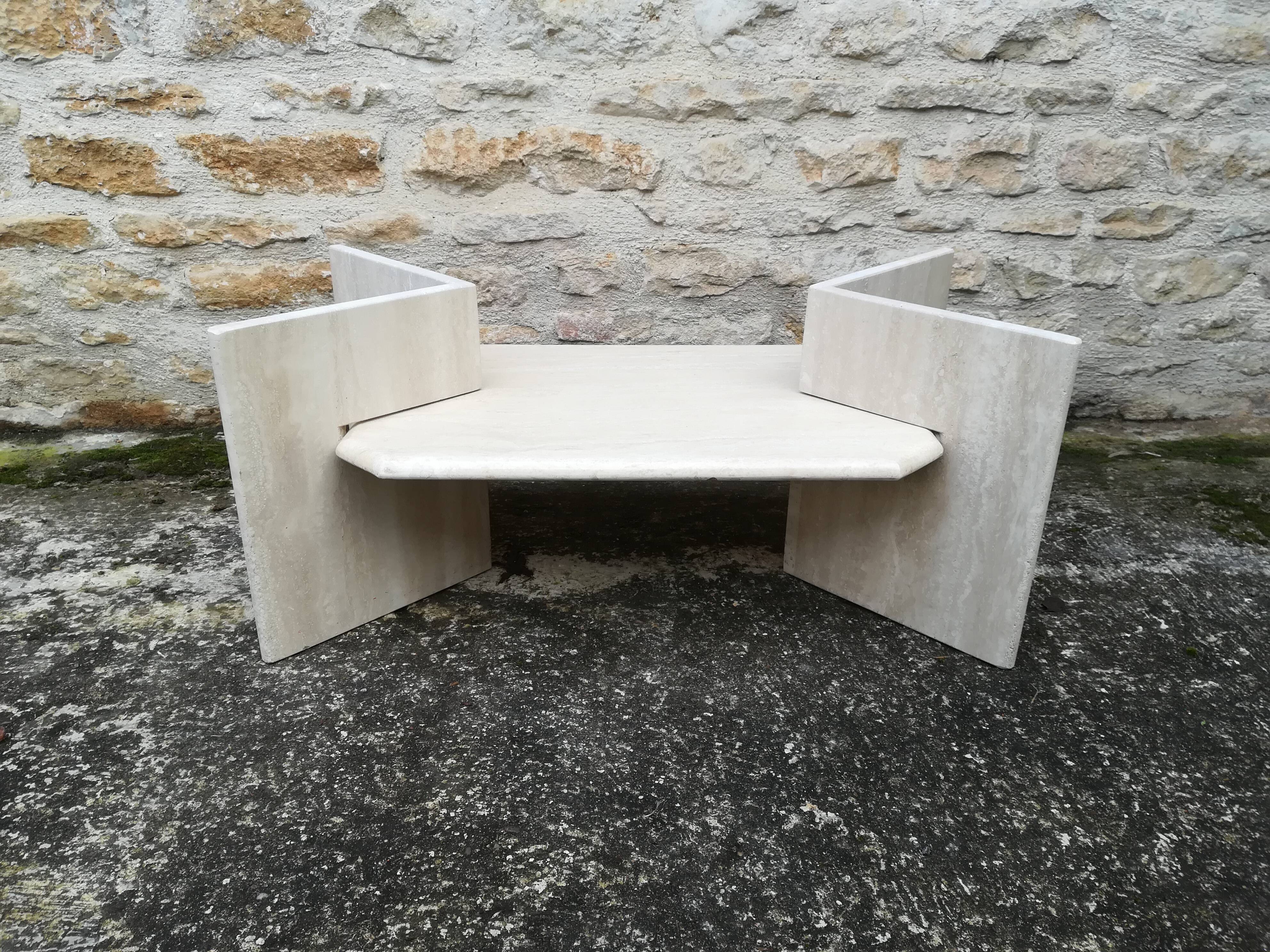 Travertine coffee table