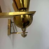 Pair of vintage wall lights, amber glass and patinated brass, France 1960