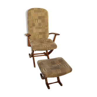 Adjustable vintage relaxing chair and ottoman sound