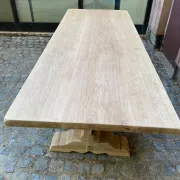 Large stripped monastery table in raw solid oak 225cm 1970