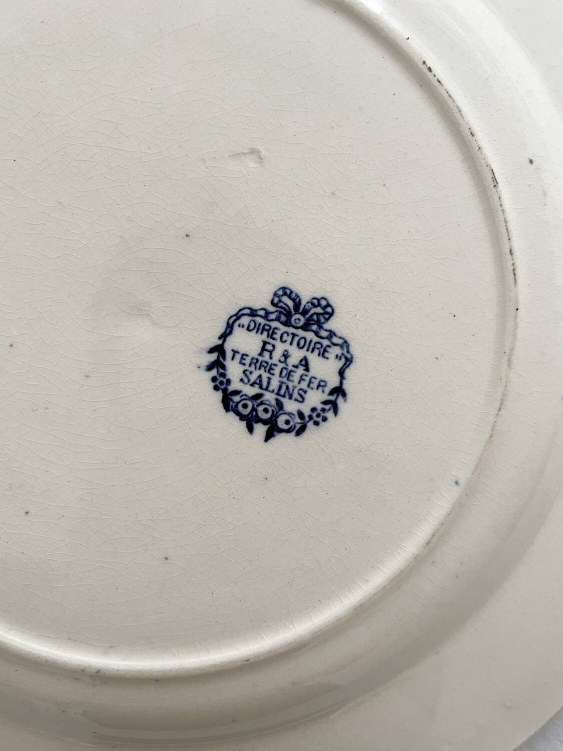 2 antique flat plates made of ironstone "Directoire" Salins