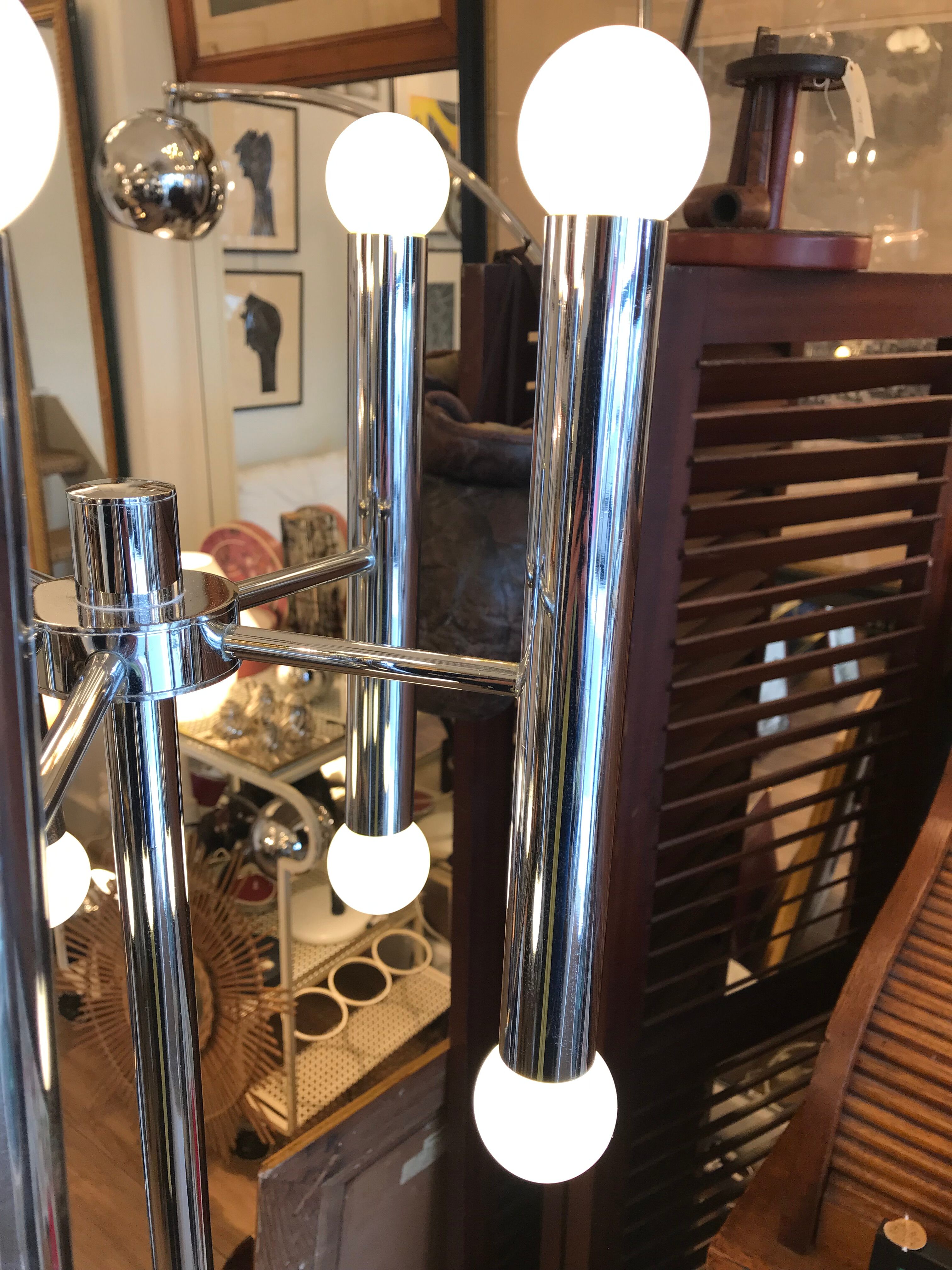 Lampadaire chromé 10 feux