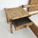 Bamboo two person bed 180 x 210 cm with night stands