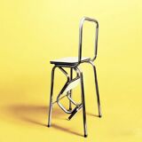 Vintage stepladder in Formica, wood and chromed metal