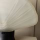 Opaline white Murano glass shell lamp with black metal base – 1980s Italian Memphis-inspired design