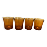 Set of 4 vintage Duralex amber glass water glasses