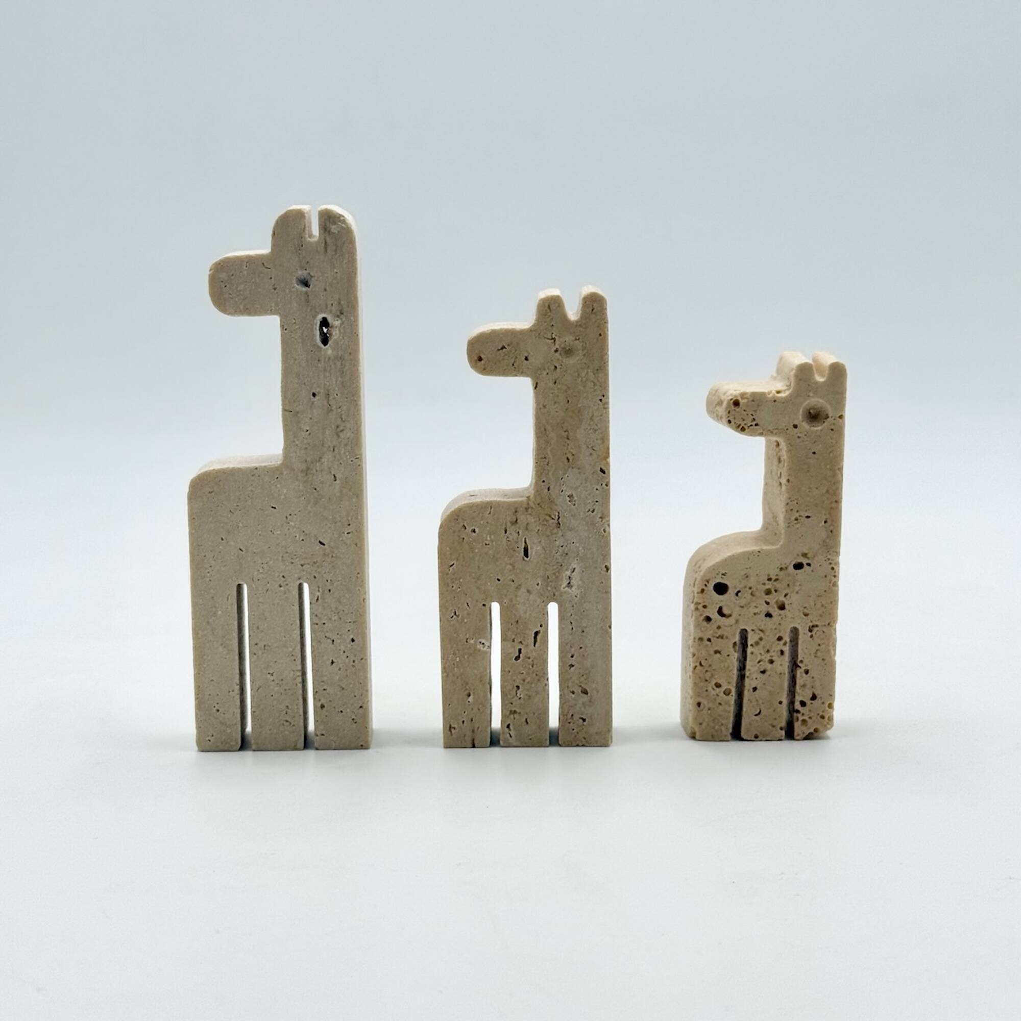 Set of Three Vintage Italian Travertine Animal Sculptures