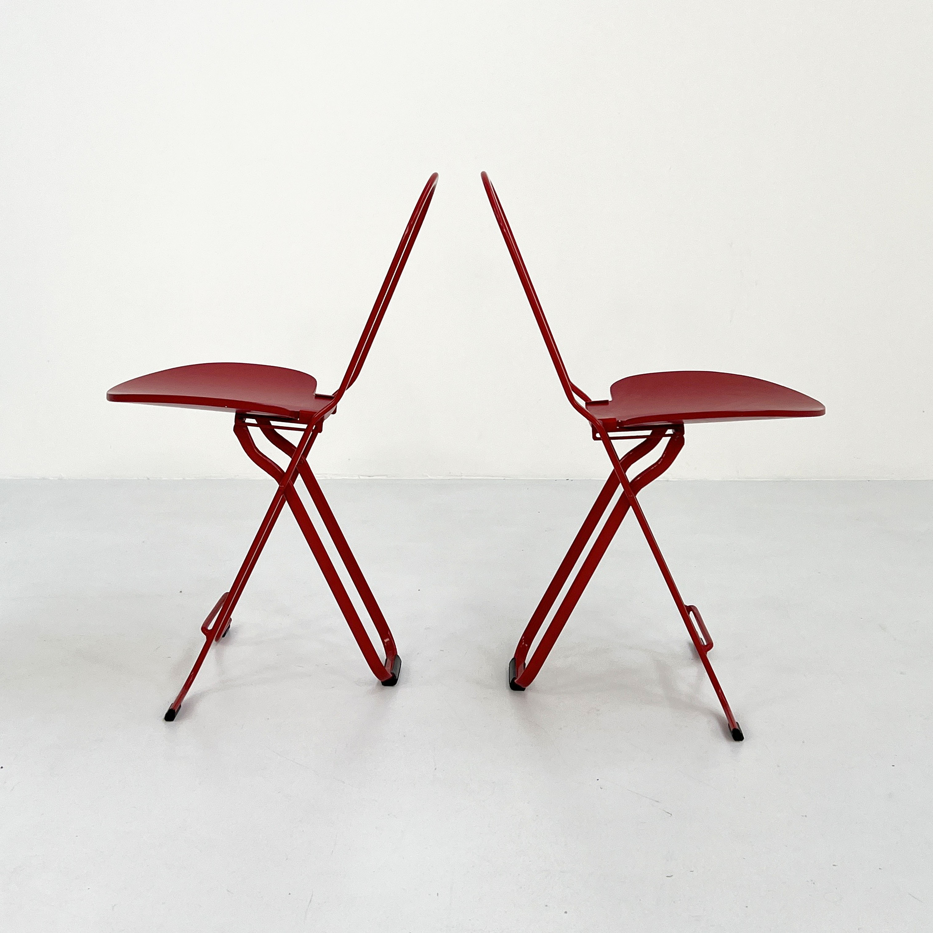 Paire de chaises Dafne rouges par Gastone Rinaldi pour Thema, 1970