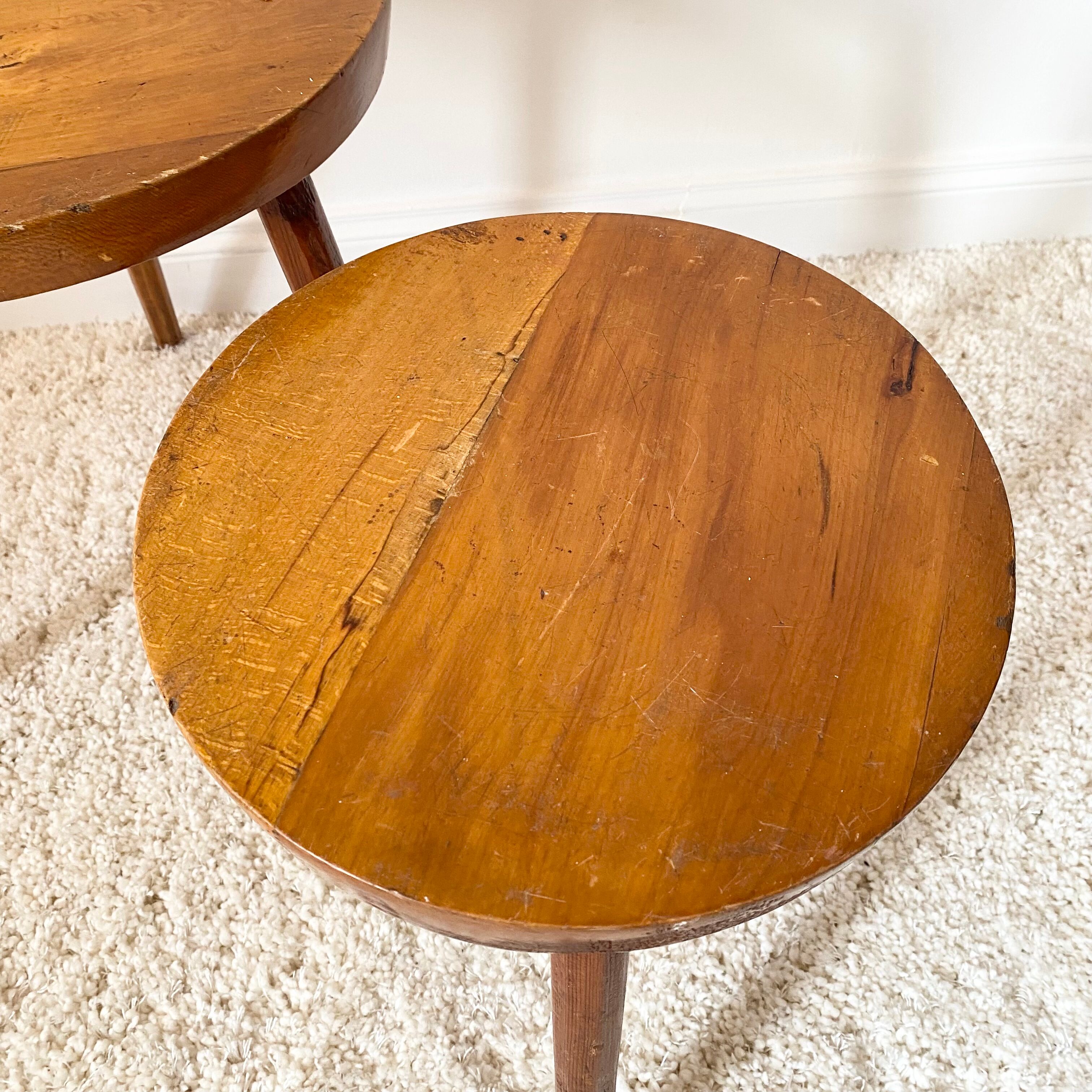 Duo of brutalist stools