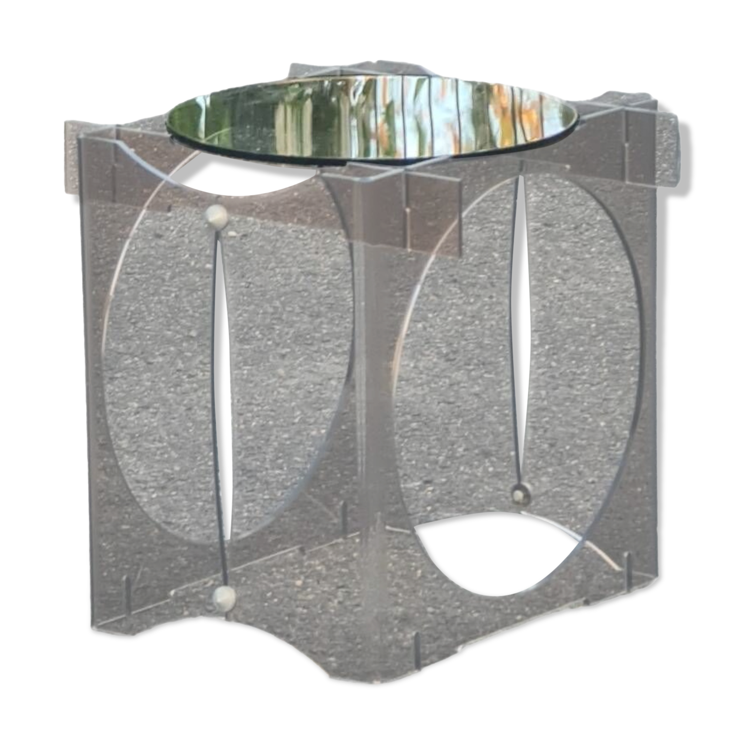 Bedside side table, plexiglass end table Vintage 1970 space age