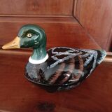 Terrine or table pot Duck earthenware signed Michel Caugant