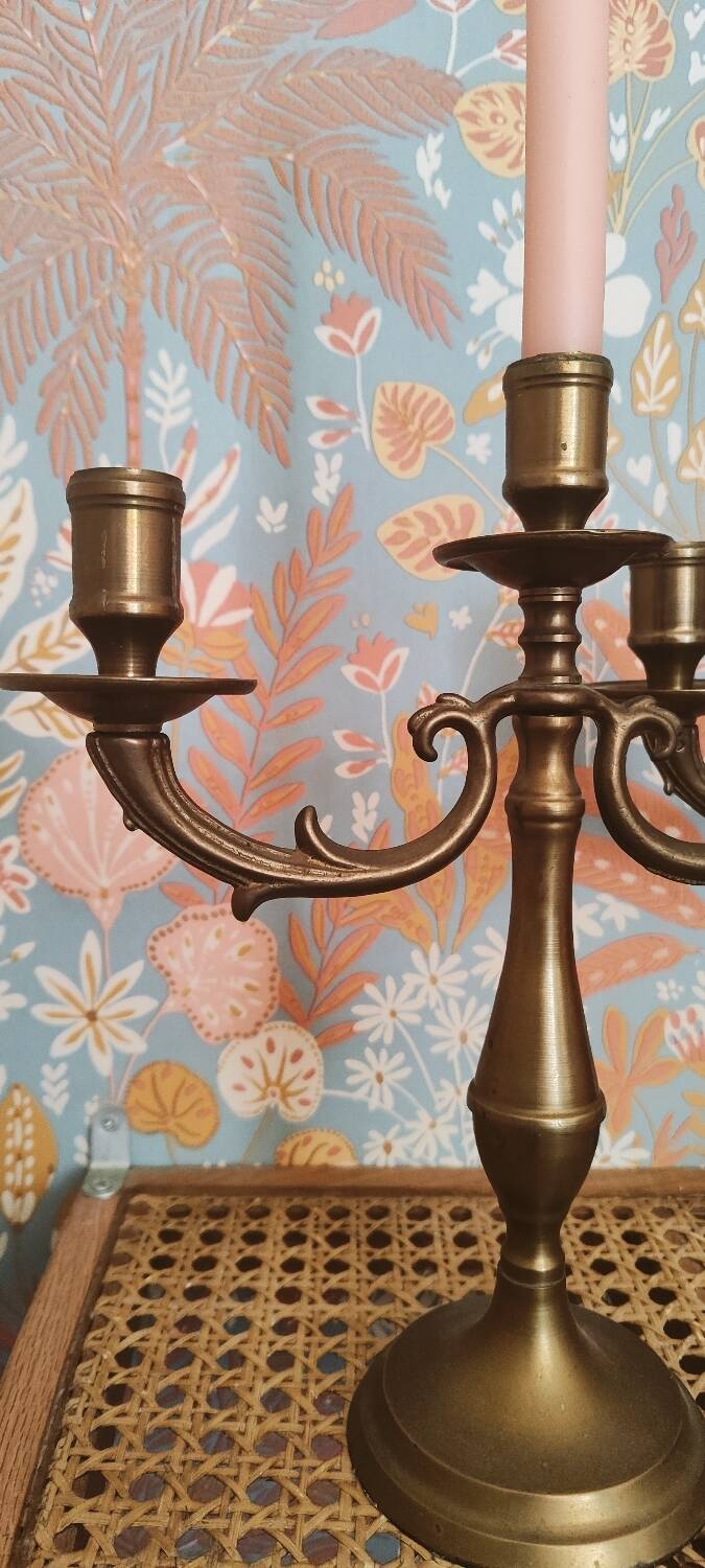 Pair of antique gilded brass candlesticks