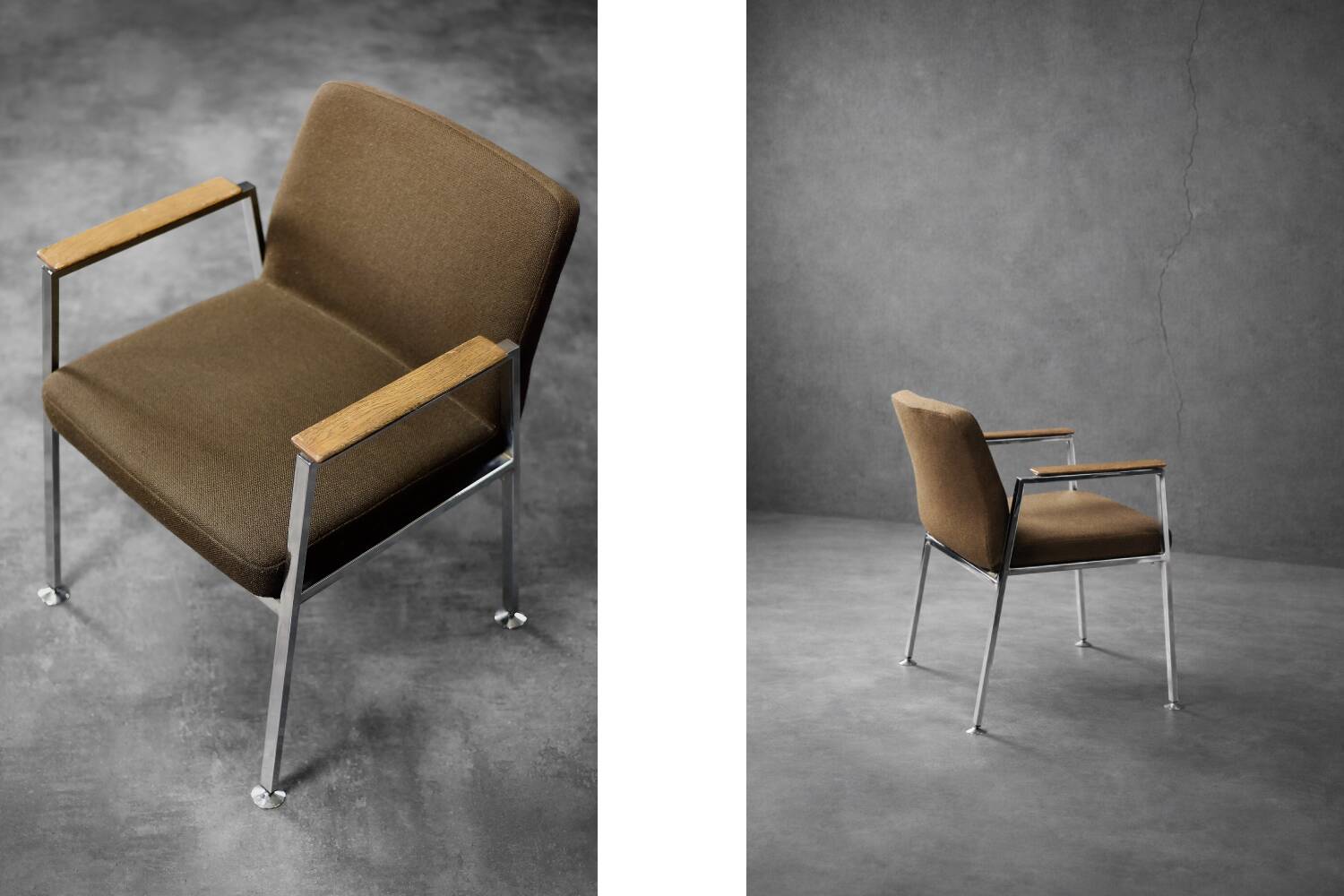 Mid-century modern brown German conference chair, made by Drabert, 1970.