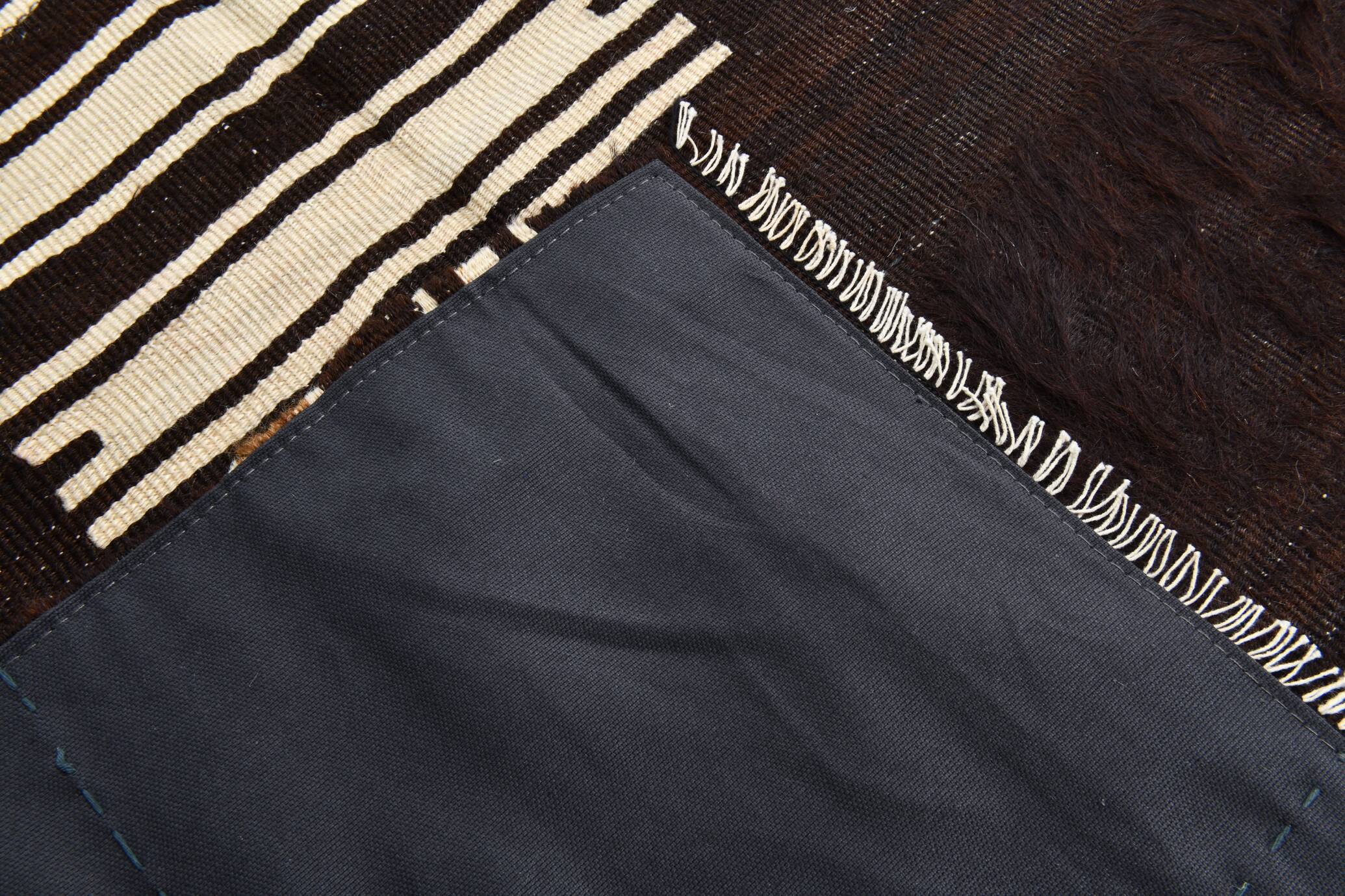 Dark Brown Beige Aesthetic Vintage Rug, 135x165Cm