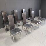 Vintage dining chairs by Giancarlo Vegni for Fasem, set of 8, 1980s