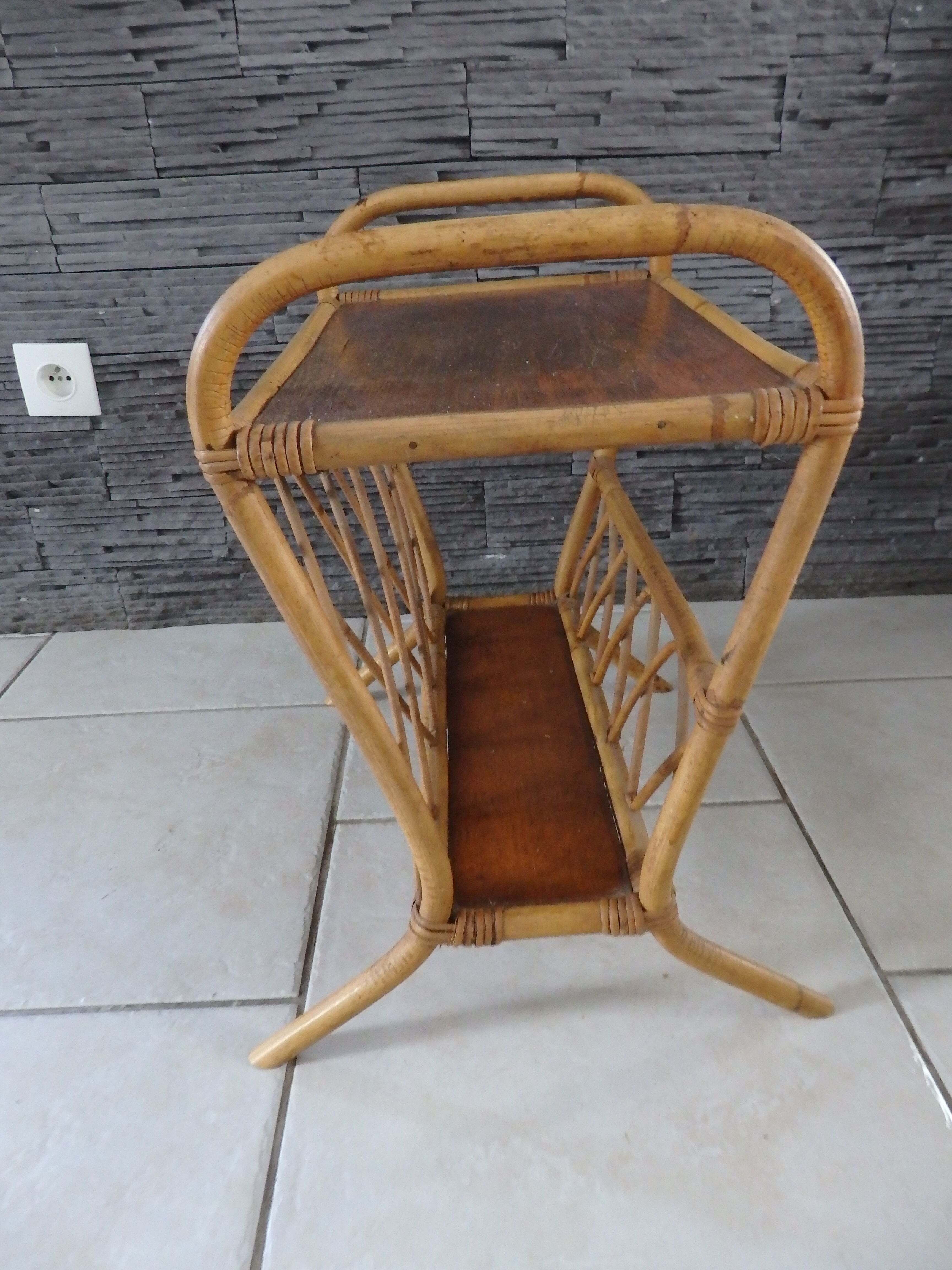 Vintage magazine door in rattan end sofa