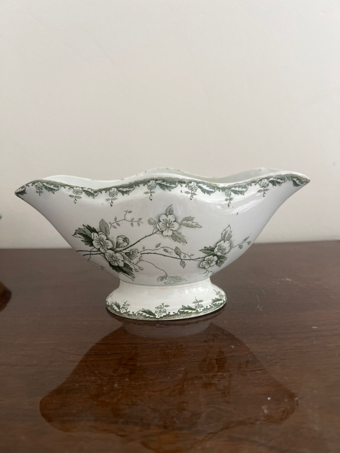 Sauceboat in earthenware Terre de Fer from St Amand and Hamage, Rosette model.