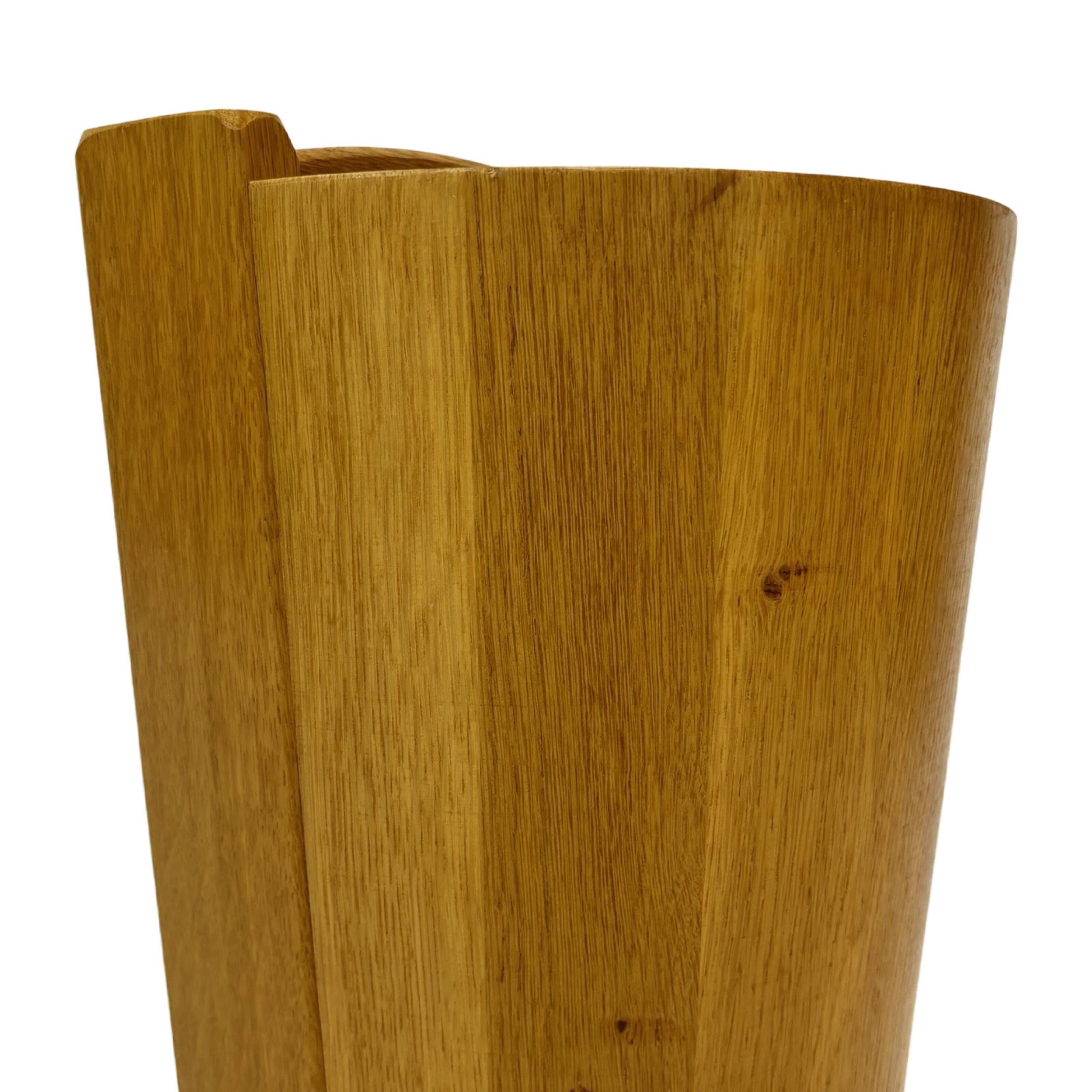 Vintage umbrella holder in oak basket storage design of the 1960s minimalist design