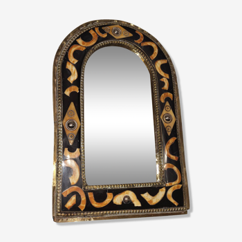 Oriental metal and bone mirror