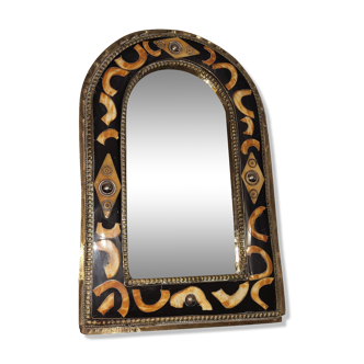 Oriental metal and bone mirror