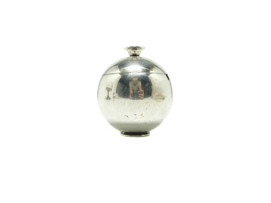 AAC Sugar Bowl mid-century modern, silver-plated brass, Poland, 1960s