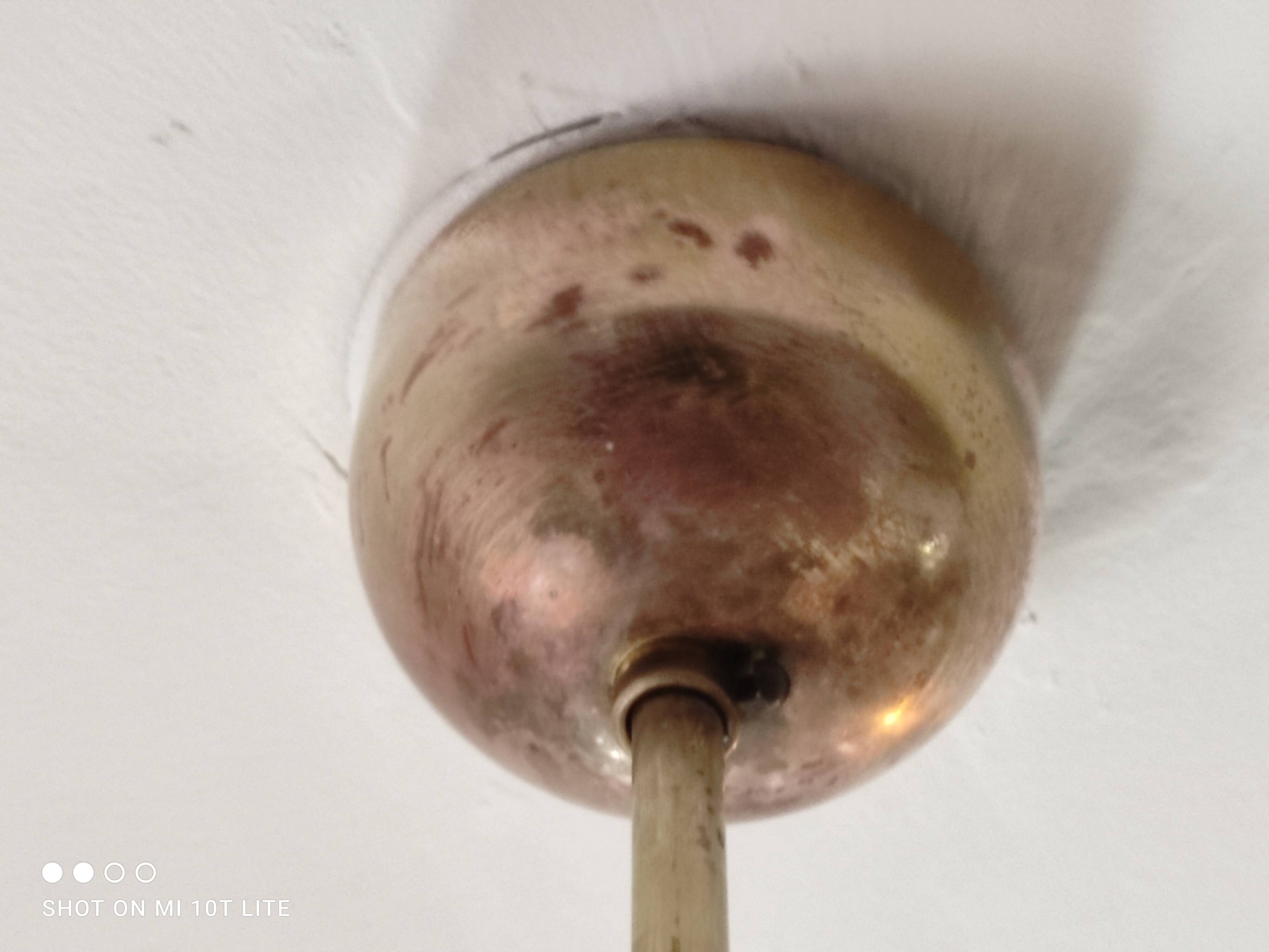 Art deco ceiling lamp in light blue clichy glass