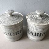 Set of 2 ceramic kitchen pots, Salins, 1950s